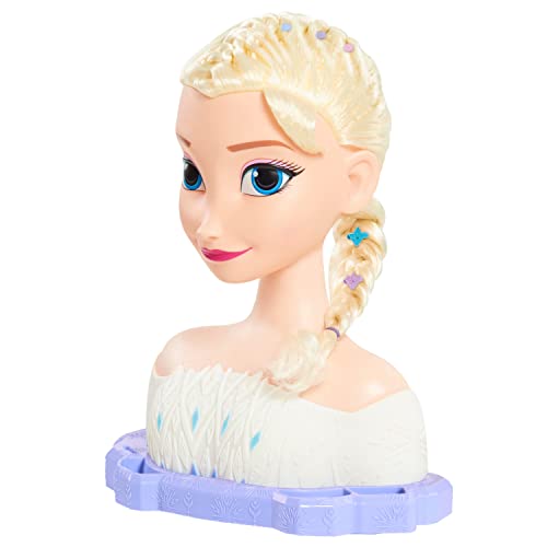 Disney Frozen Deluxe Elsa Styling Head, Blonde Hair, 30 Piece Pretend Play Set, Wear and Share Accessories, by Just Play